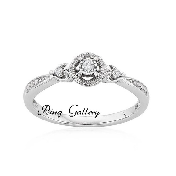 Diamond Promise, Engagement Ring 10K White Gold REAL DIAMONDS - Picture 3 of 10